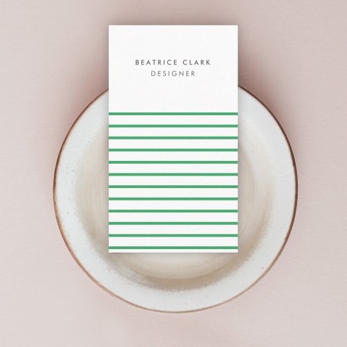 Green Stripe Trendy Modern Minimal Simple Business Card