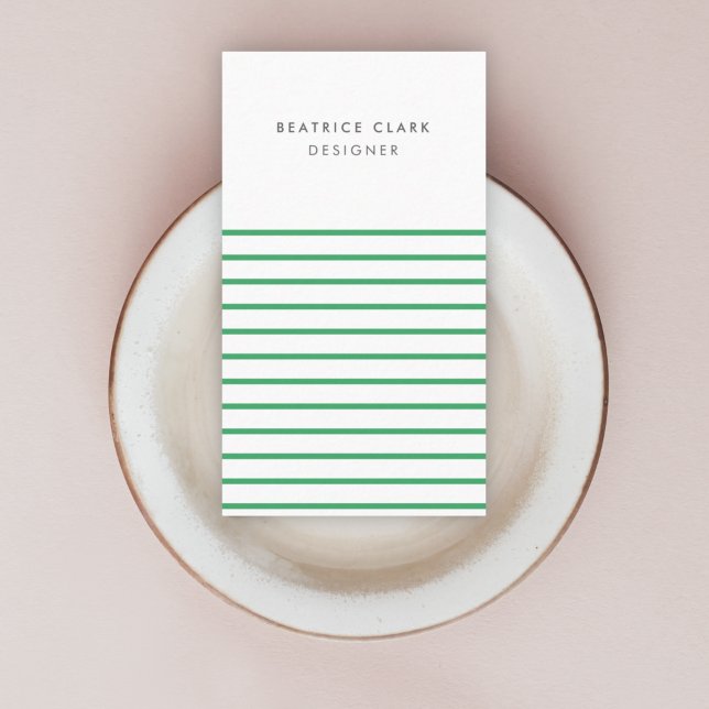 Green Stripe Trendy Modern Minimal Simple Business Card (Creator Uploaded)