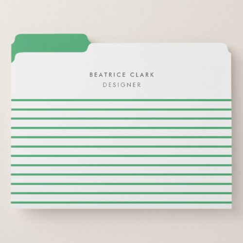 Green Stripe Trendy Modern Minimal Simple File Folder