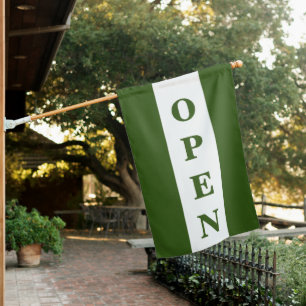 Green Stripe Vertical Open Sign Flag