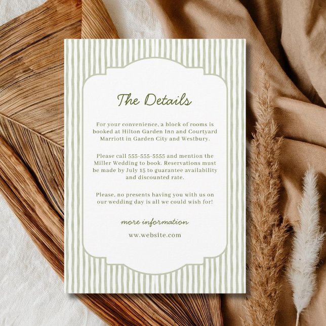 Green Stripe Wedding Elegant Classic Details Holiday Card (Creator Uploaded)