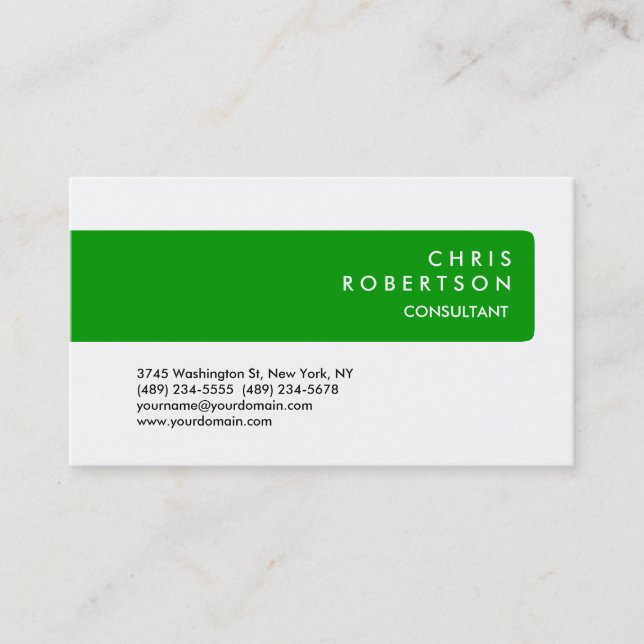 Green Stripe White Background Business Card (Front)