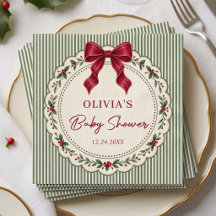 Green Stripe Winter Christmas Theme Baby Shower