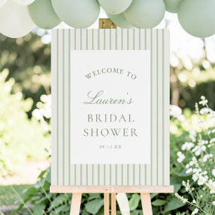 Green Striped Bridal Shower Welcome Foam Board