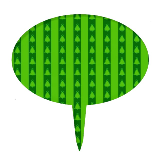 Green Striped Christmas Tree Pattern Cake Topper (Front)