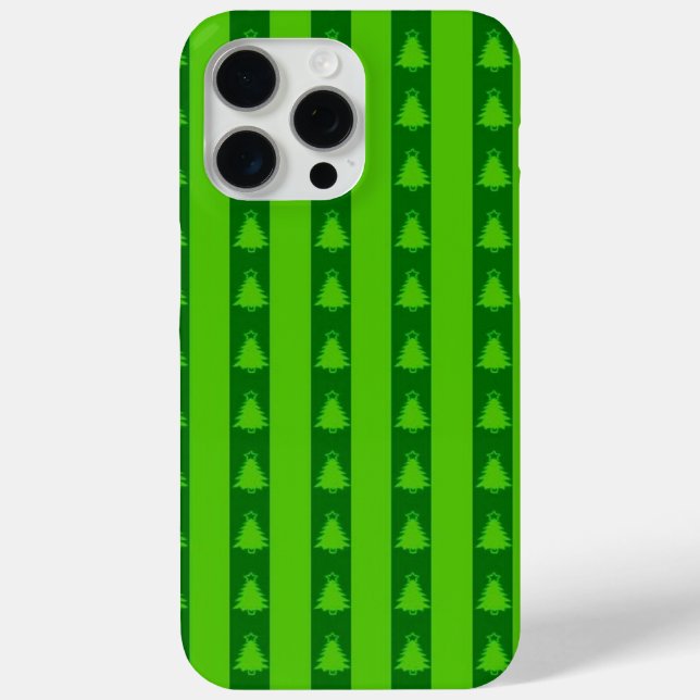Green Striped Christmas Tree Pattern Case-Mate iPhone Case (Back)
