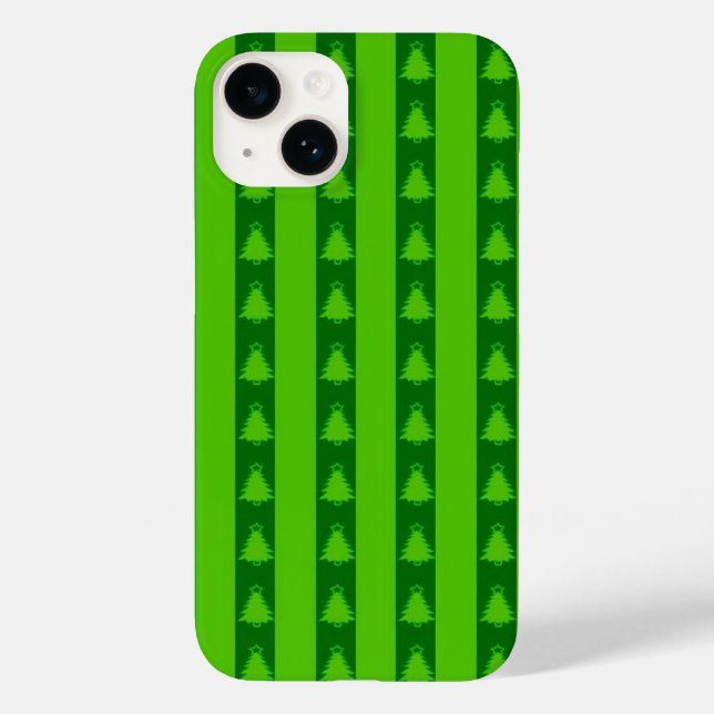 Green Striped Christmas Tree Pattern Case-Mate iPhone Case (Back)