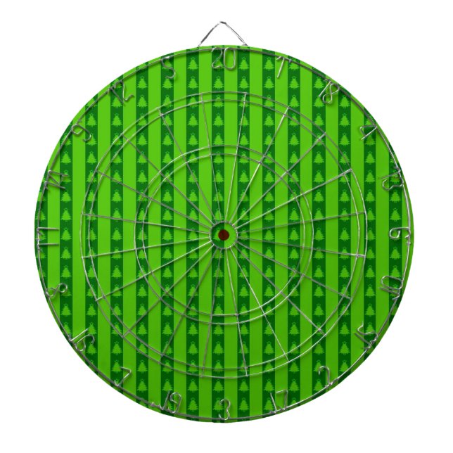 Green Striped Christmas Tree Pattern Dart Board (Front)