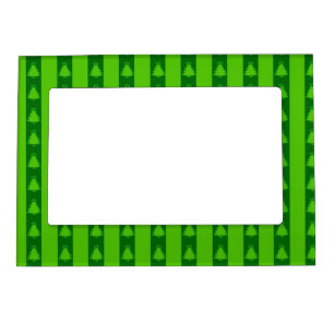 Green Striped Christmas Tree Pattern Magnetic Frame