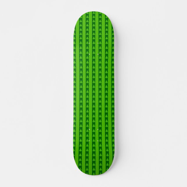Green Striped Christmas Tree Pattern Skateboard (Front)