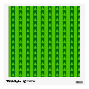 Green Striped Christmas Tree Pattern Wall Decal