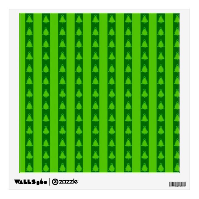 Green Striped Christmas Tree Pattern Wall Decal (Front)