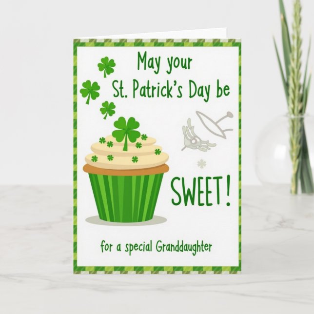 Green Striped Cupcake Card (Front)