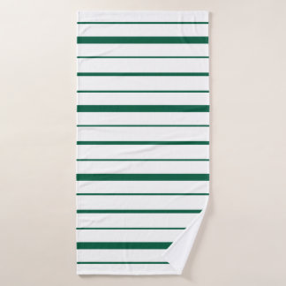Green Striped Design White Background Bath Towel