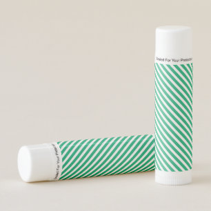 Green Striped Diagonal Lines Classic Vintage Style Lip Balm