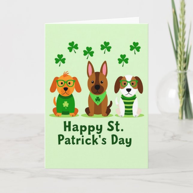 Green Striped Dog Card (Front)