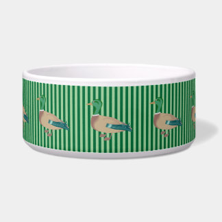 Green Striped Duck Dog Bowl