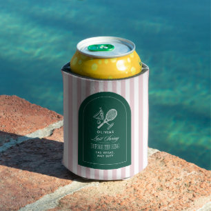 Green striped elegant tennis-themed bachelorette can cooler