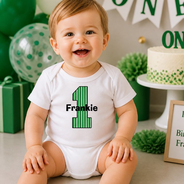 Green Striped First Birthday Toddler T-shirt (Green Striped First Birthday Toddler T-shirt )