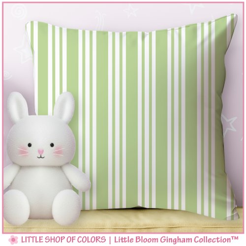 Green Striped Girls Nursery Accent Throw Pillow