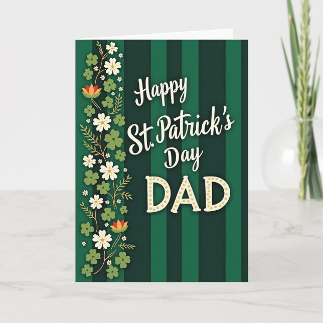 Green Striped Happy Dads Day Card (Front)
