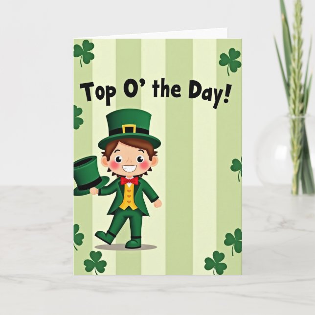 Green Striped Leprechaun Card (Front)