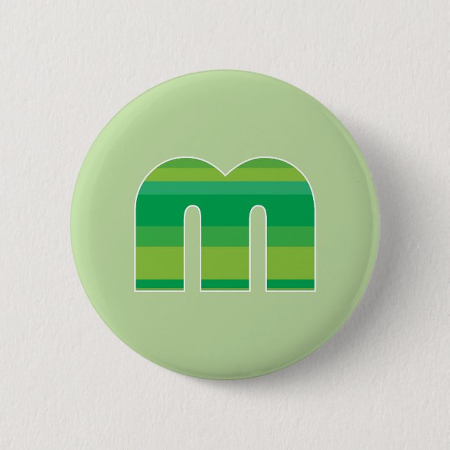 Green Striped Monogram - Letter M Button (Front)