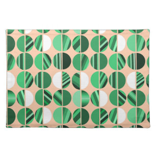 Green Striped Oval Halves Cloth Placemat