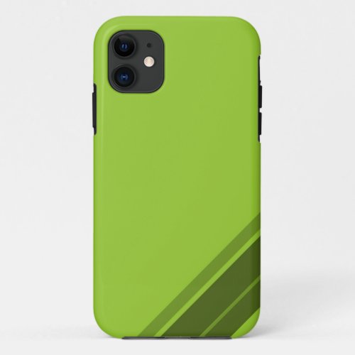 Green Striped Pattern Retro Art Design iPhone 11 Case