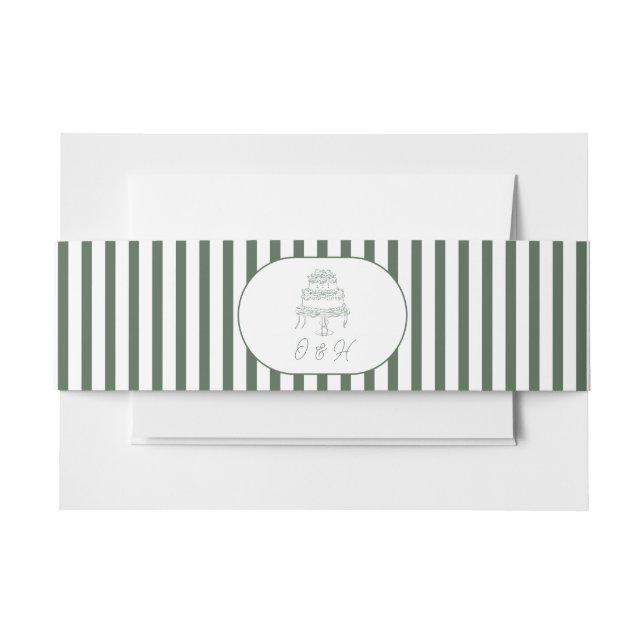 Green Striped Preppy Cabana Wedding Belly Band (Front Example)