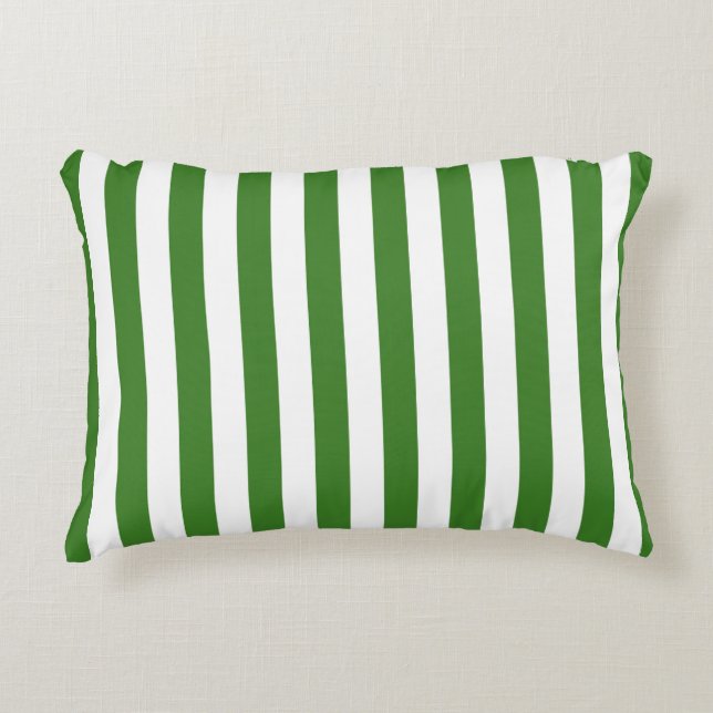 Green Striped & Solid Accent Pillow (Front)