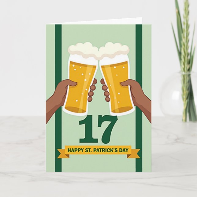 Green Striped St Patricks Day Card (Front)