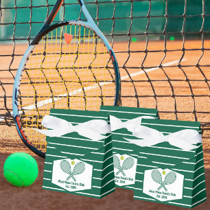 Green Striped Tennis Club Customized Party Favor Boxes