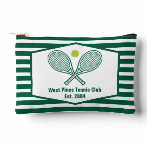 Green Striped Tennis Custom Country Club Accessory Pouch