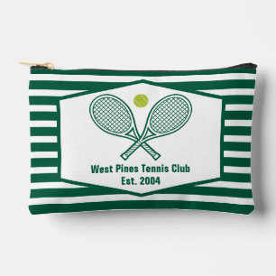 Green Striped Tennis Custom Country Club Accessory Pouch