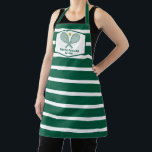 Green Striped Tennis Custom Country Club Apron<br><div class="desc">This classy modern country club apron features tennis rackets and a ball above your tennis team name and established date. Green and white striped personalized gifts for your tennis players and country club members.</div>