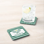 Green Striped Tennis Custom Country Club Beverage Coaster<br><div class="desc">This classy modern country club coaster set features tennis rackets and a ball above your tennis team name and established date. Green and white striped gifts for your tennis players and country club members.</div>
