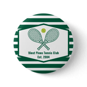 Green Striped Tennis Custom Country Club Button