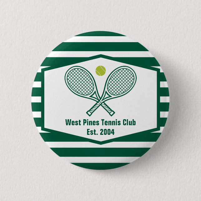 Green Striped Tennis Custom Country Club Button (Front)