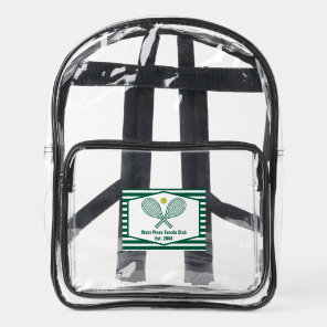 Green Striped Tennis Custom Country Club Clear Backpack