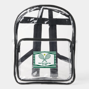 Green Striped Tennis Custom Country Club Clear Backpack