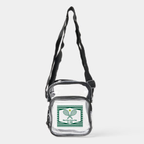 Green Striped Tennis Custom Country Club Clear Crossbody Bag