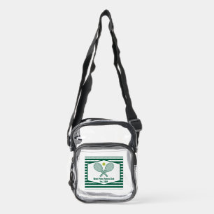 Green Striped Tennis Custom Country Club Clear Crossbody Bag
