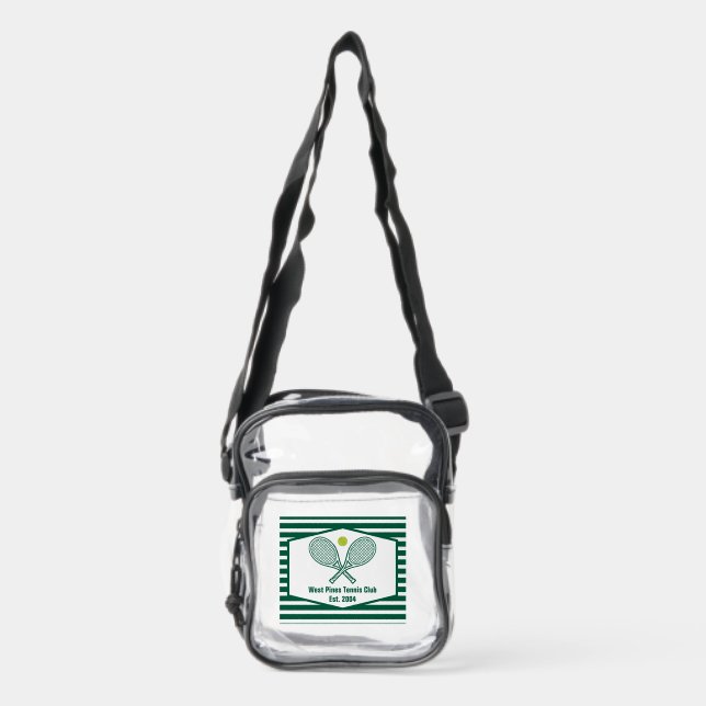 Green Striped Tennis Custom Country Club Clear Crossbody Bag (Front)