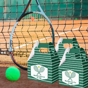 Green Striped Tennis Custom Country Club Favor Boxes