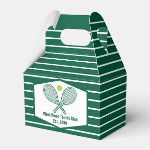 Green Striped Tennis Custom Country Club Favor Boxes