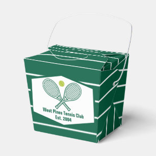 Green Striped Tennis Custom Country Club Fortune Favor Boxes