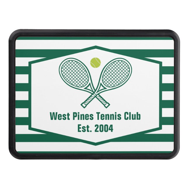 Green Striped Tennis Custom Country Club Hitch Cover (Front)