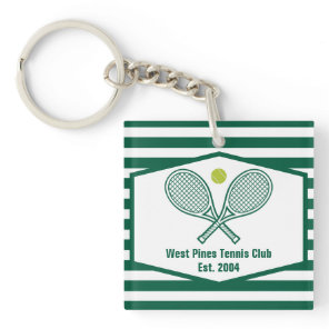 Green Striped Tennis Custom Country Club Keychain