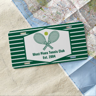 Green Striped Tennis Custom Country Club License Plate